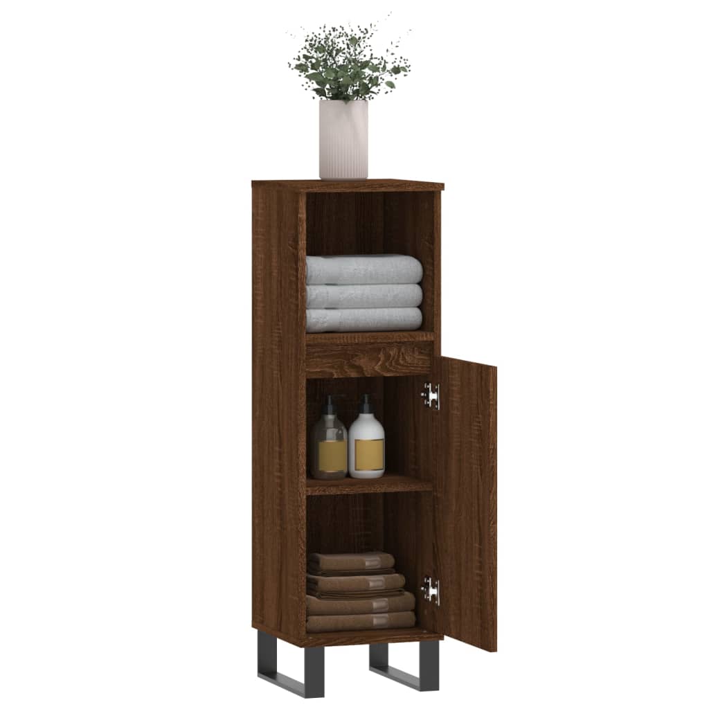 Badschrank Braun Eichen-Optik 30x30x100 cm Holzwerkstoff - Pazzar.ch