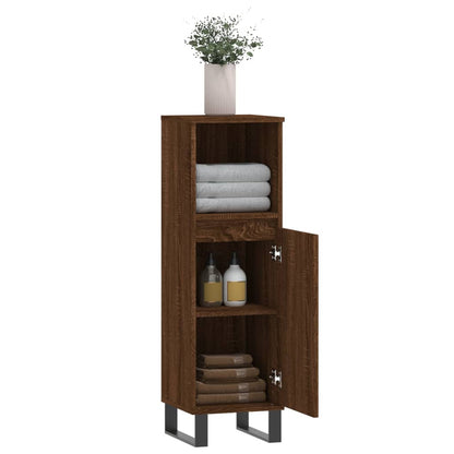 Badschrank Braun Eichen-Optik 30x30x100 cm Holzwerkstoff - Pazzar.ch