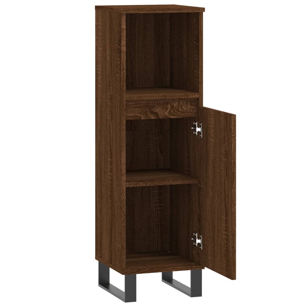 Badschrank Braun Eichen-Optik 30x30x100 cm Holzwerkstoff - Pazzar.ch