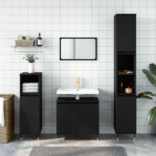 Badschrank Schwarz 58x33x60 cm Holzwerkstoff - Pazzar.ch