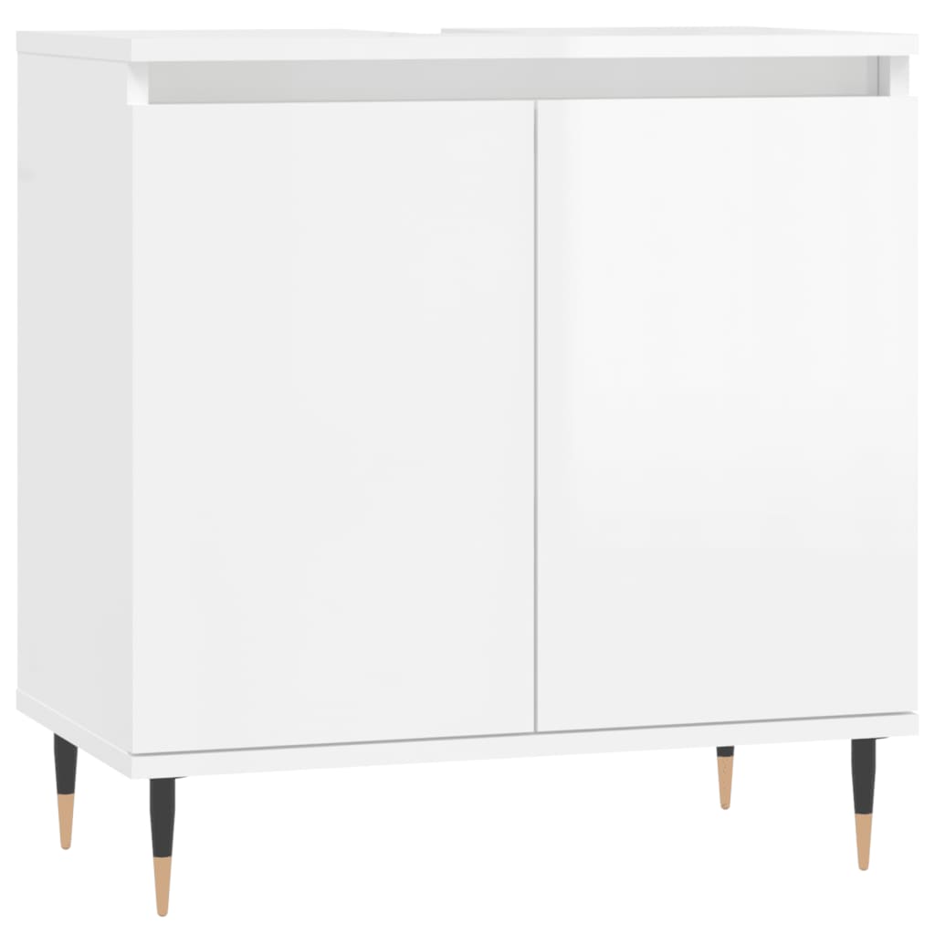 Badschrank Hochglanz-Weiß 58x33x60 cm Holzwerkstoff - Pazzar.ch