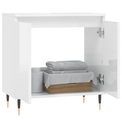 Badschrank Hochglanz-Weiß 58x33x60 cm Holzwerkstoff - Pazzar.ch