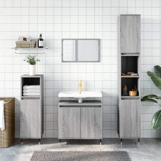 Badschrank Grau Sonoma 58x33x60 cm Holzwerkstoff - Pazzar.ch