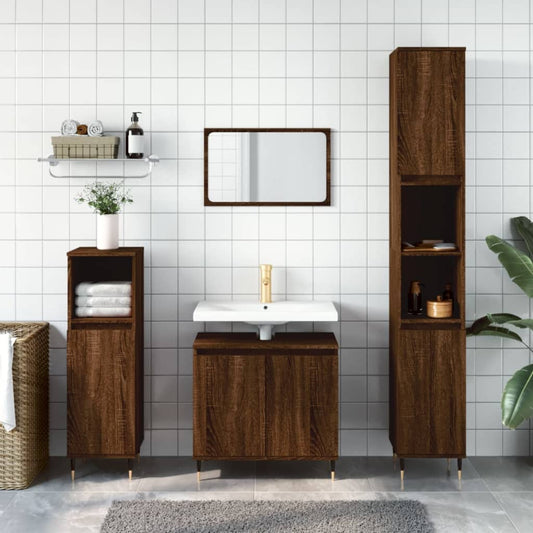 Badschrank Braun Eichen-Optik 58x33x60 cm Holzwerkstoff - Pazzar.ch