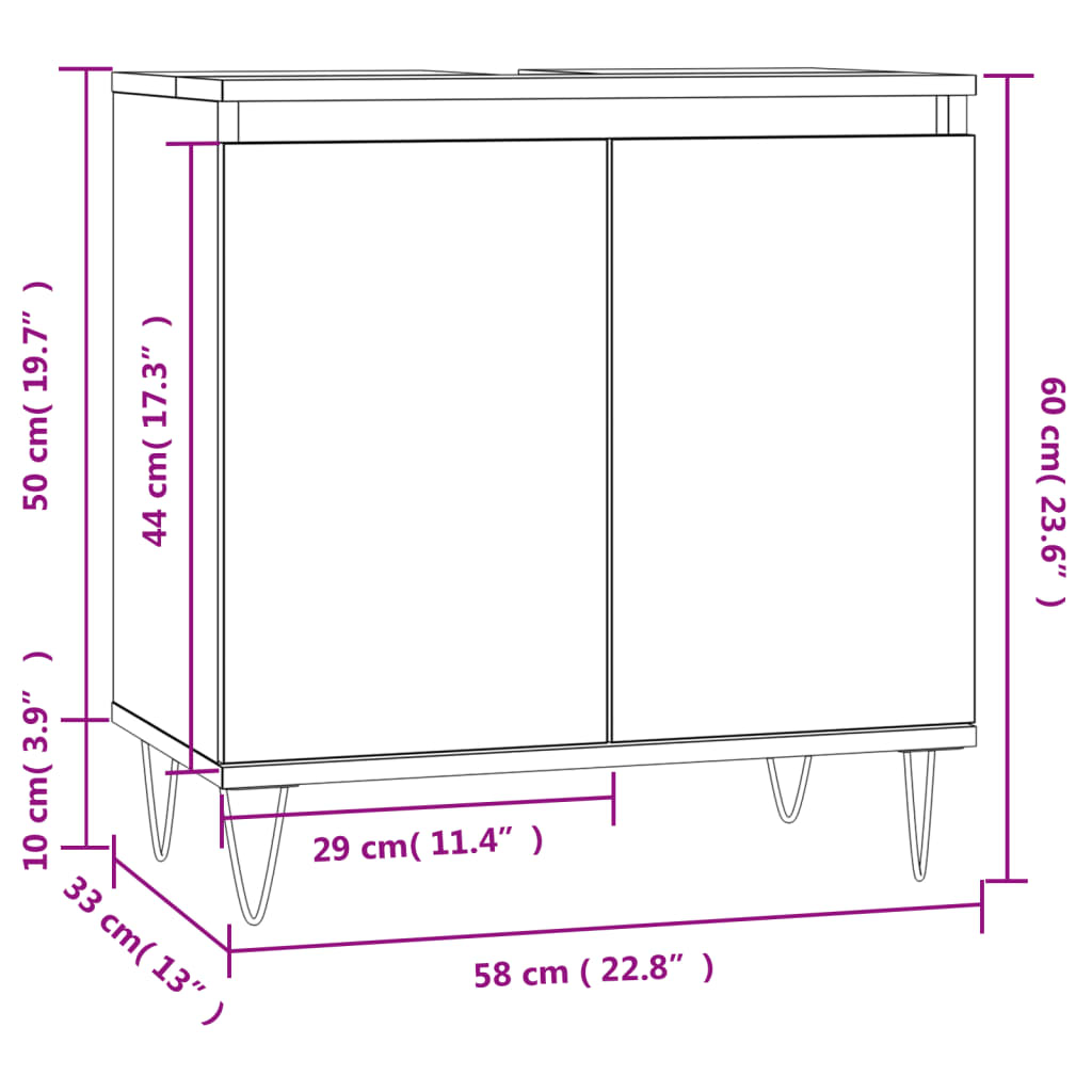 Badezimmerschrank Weiß 58x33x60 cm Holzwerkstoff - Pazzar.ch