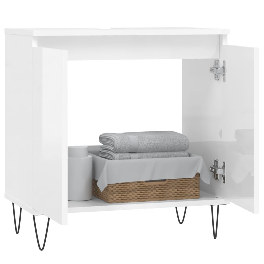 Badschrank Hochglanz-Weiß 58x33x60 cm Holzwerkstoff - Pazzar.ch