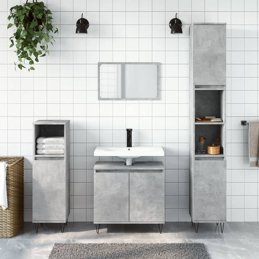 Badschrank Betongrau 58 x 33 x 60 cm Holzwerkstoff - Pazzar.ch