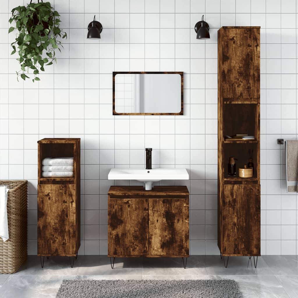 Badschrank Räuchereiche 58x33x60 cm Holzwerkstoff - Pazzar.ch