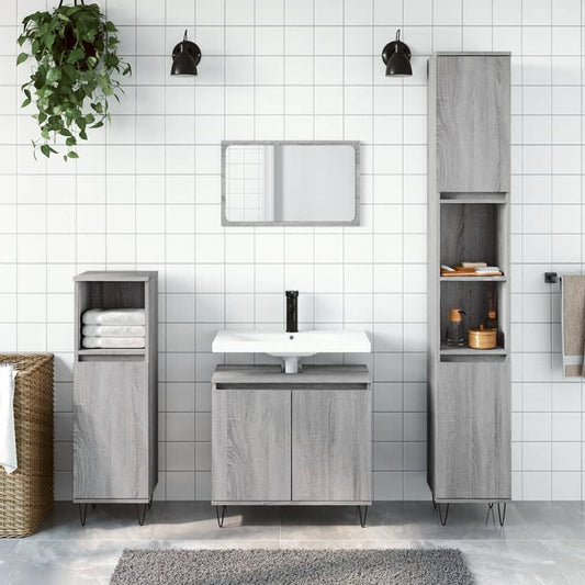 Badschrank Grau Sonoma 58x33x60 cm Holzwerkstoff - Pazzar.ch