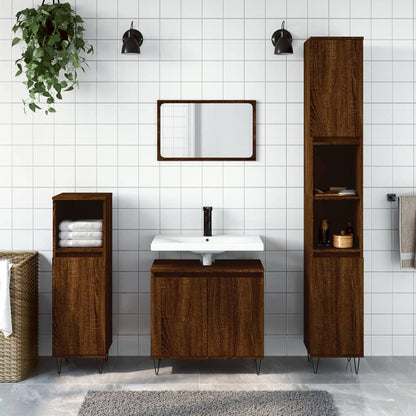 Badschrank Braun Eichen-Optik 58x33x60 cm Holzwerkstoff - Pazzar.ch