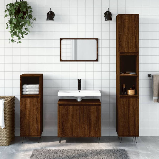 Badschrank Braun Eichen-Optik 58x33x60 cm Holzwerkstoff - Pazzar.ch
