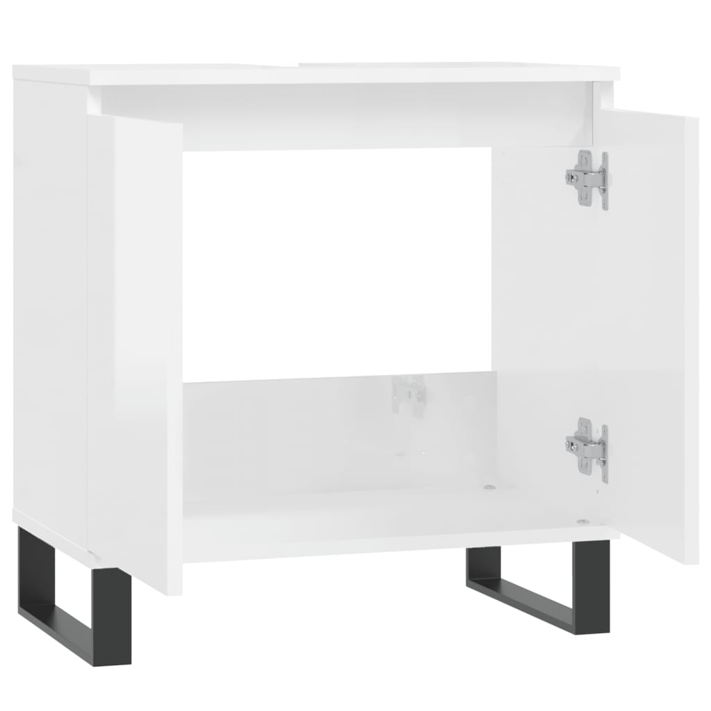 Badschrank Hochglanz-Weiß 58x33x60 cm Holzwerkstoff - Pazzar.ch