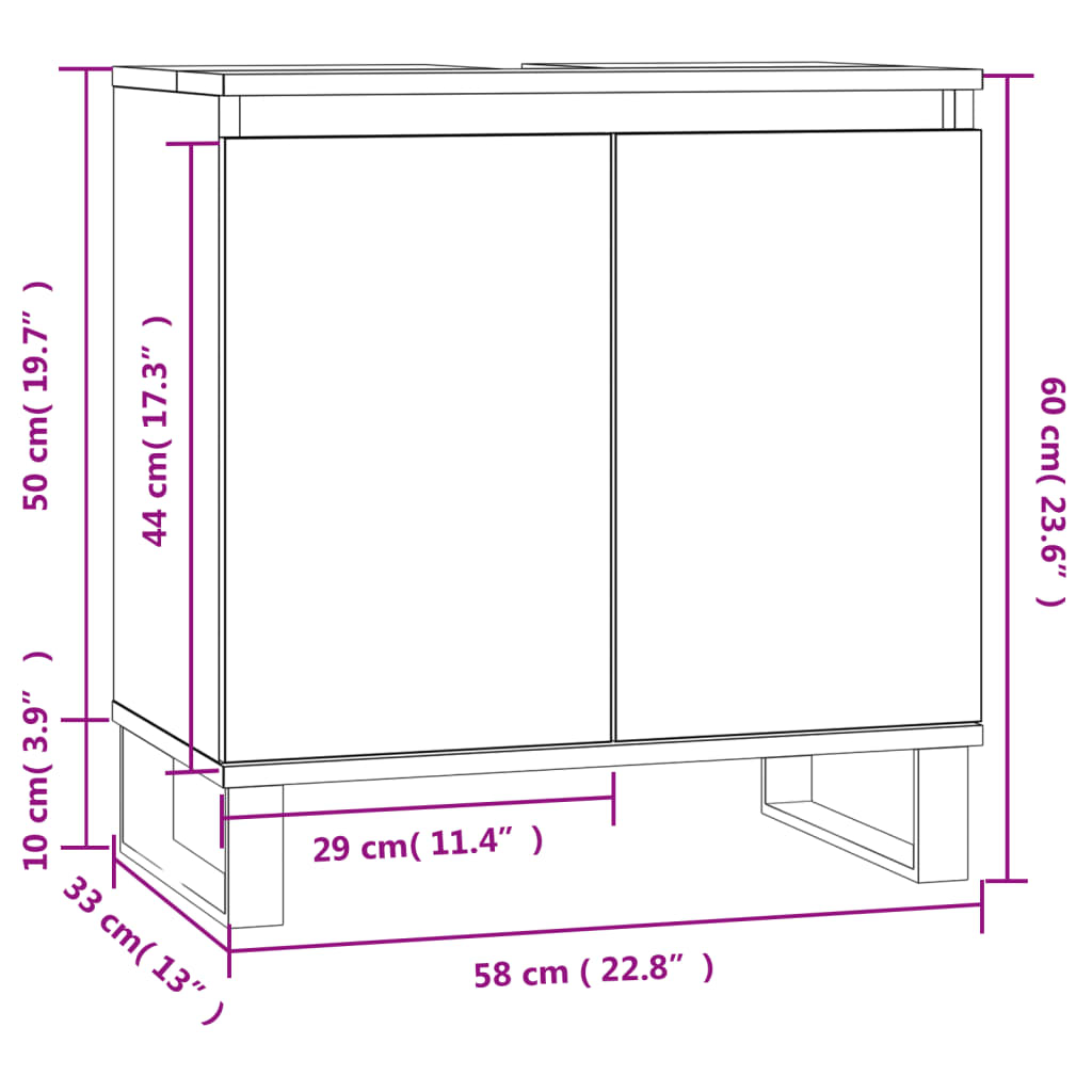 Badschrank Hochglanz-Weiß 58x33x60 cm Holzwerkstoff