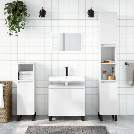 Badschrank Hochglanz-Weiß 58x33x60 cm Holzwerkstoff - Pazzar.ch