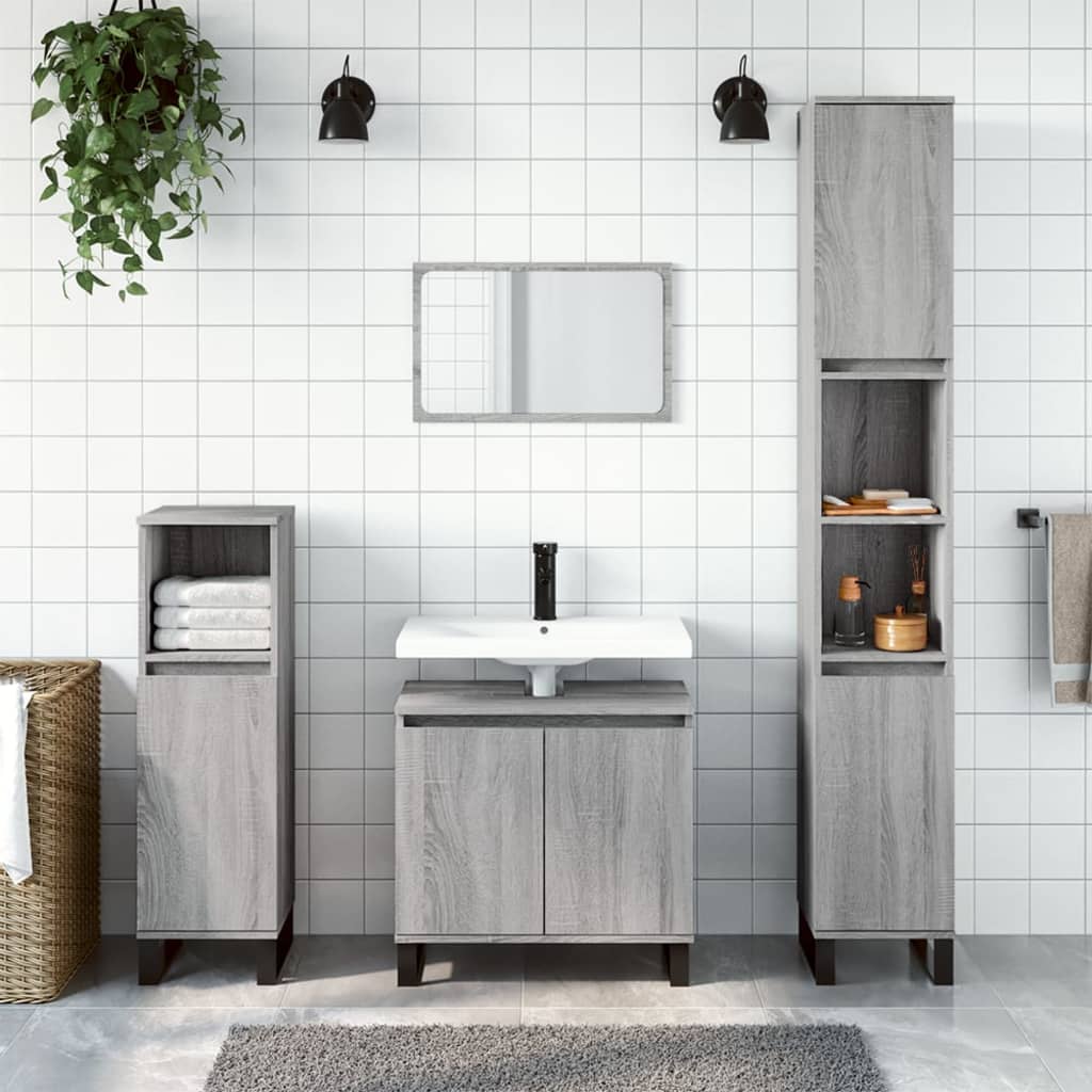 Badschrank Grau Sonoma 58x33x60 cm Holzwerkstoff - Pazzar.ch