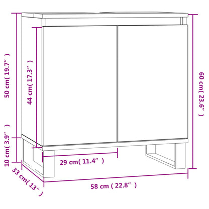 Badschrank Braun Eichen-Optik 58x33x60 cm Holzwerkstoff - Pazzar.ch