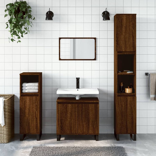 Badschrank Braun Eichen-Optik 58x33x60 cm Holzwerkstoff - Pazzar.ch