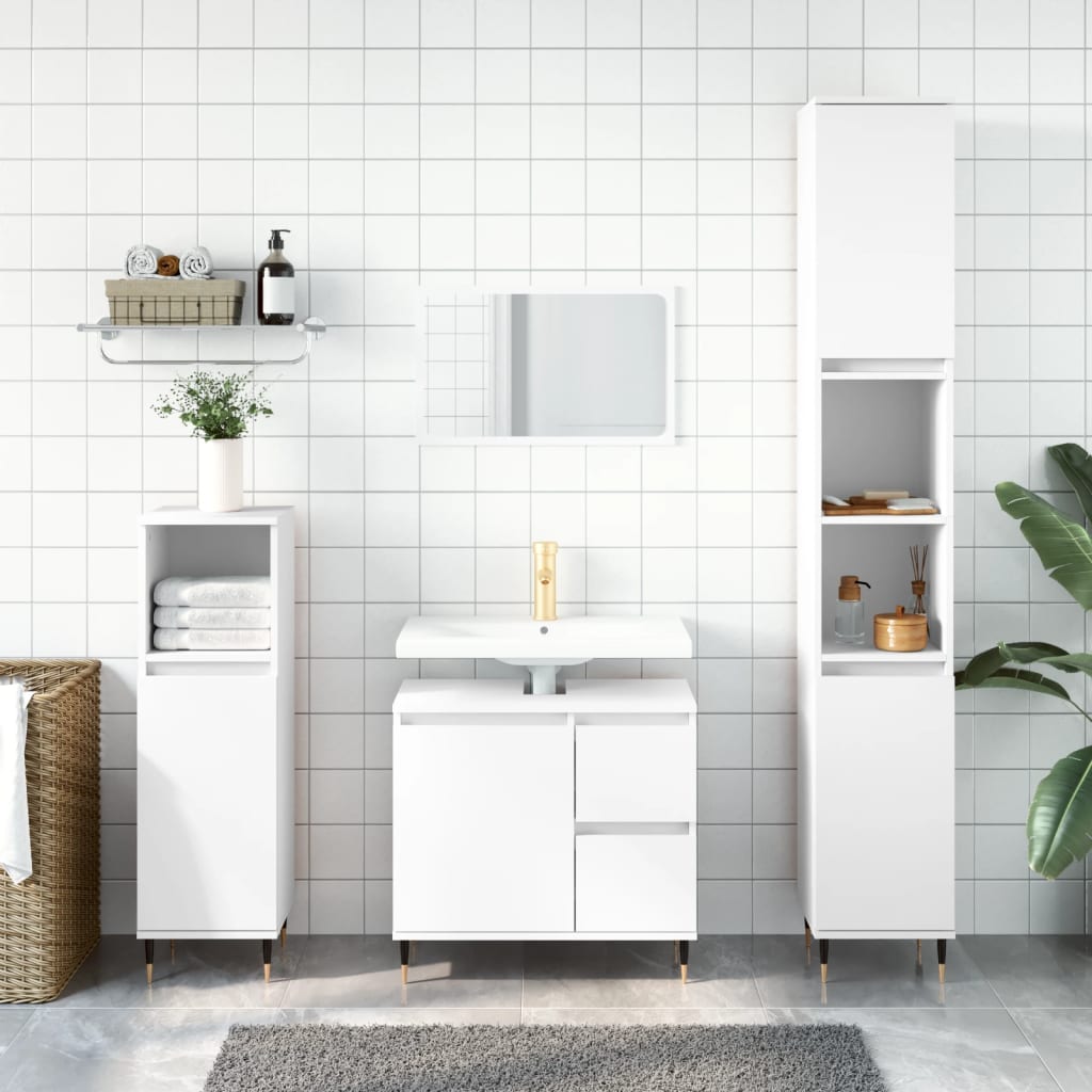 Badschrank Weiß 65x33x60 cm Holzwerkstoff - Pazzar.ch