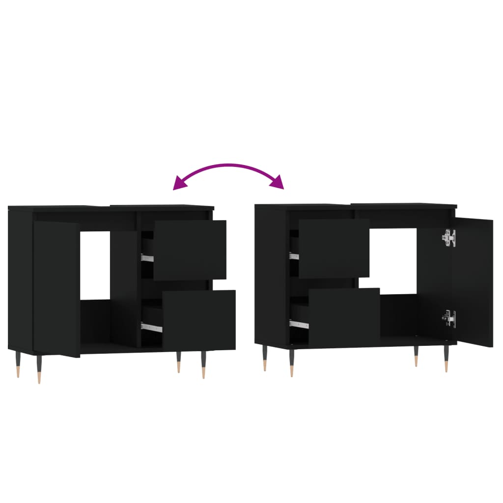 Badschrank Schwarz 65x33x60 cm Holzwerkstoff - Pazzar.ch