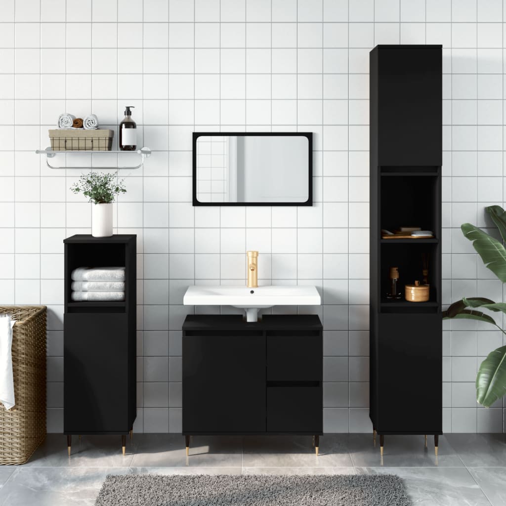 Badschrank Schwarz 65x33x60 cm Holzwerkstoff - Pazzar.ch