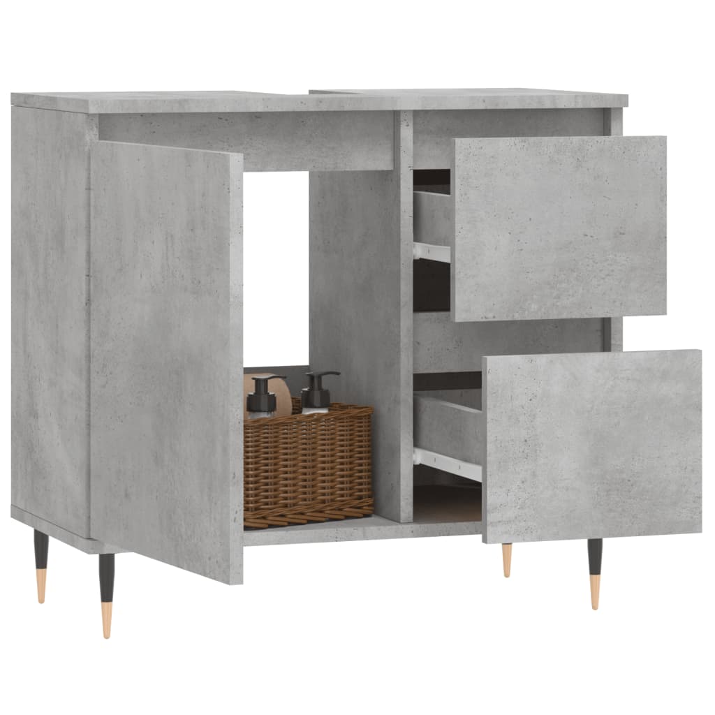 Badschrank Betongrau 65x33x60 cm Holzwerkstoff - Pazzar.ch