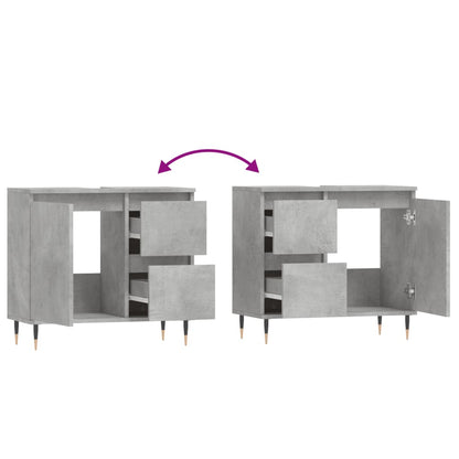 Badschrank Betongrau 65x33x60 cm Holzwerkstoff - Pazzar.ch