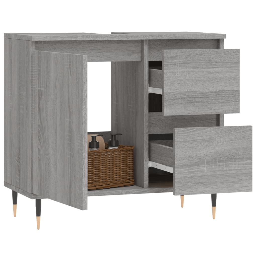 Badschrank Grau Sonoma 65x33x60 cm Holzwerkstoff - Pazzar.ch
