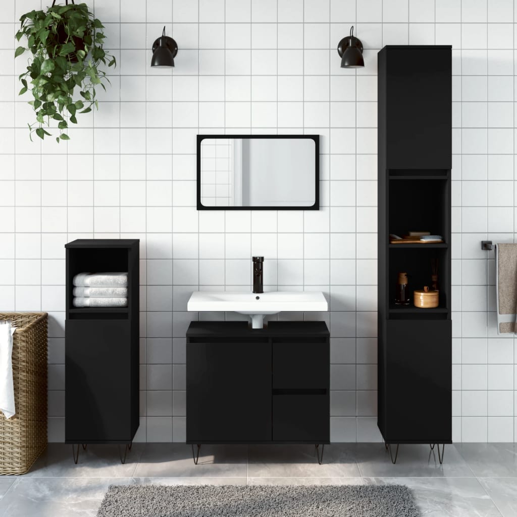 Badschrank Schwarz 65x33x60 cm Holzwerkstoff - Pazzar.ch