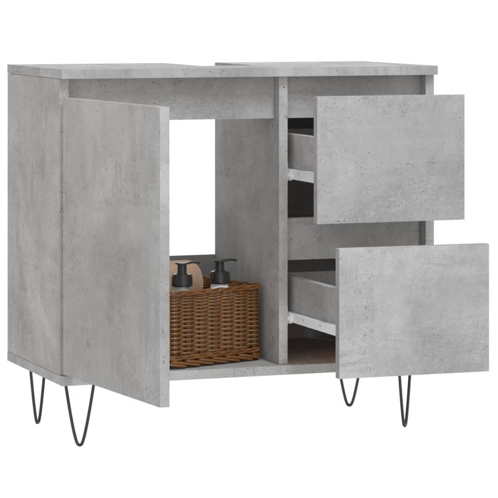Badschrank Betongrau 65x33x60 cm Holzwerkstoff - Pazzar.ch