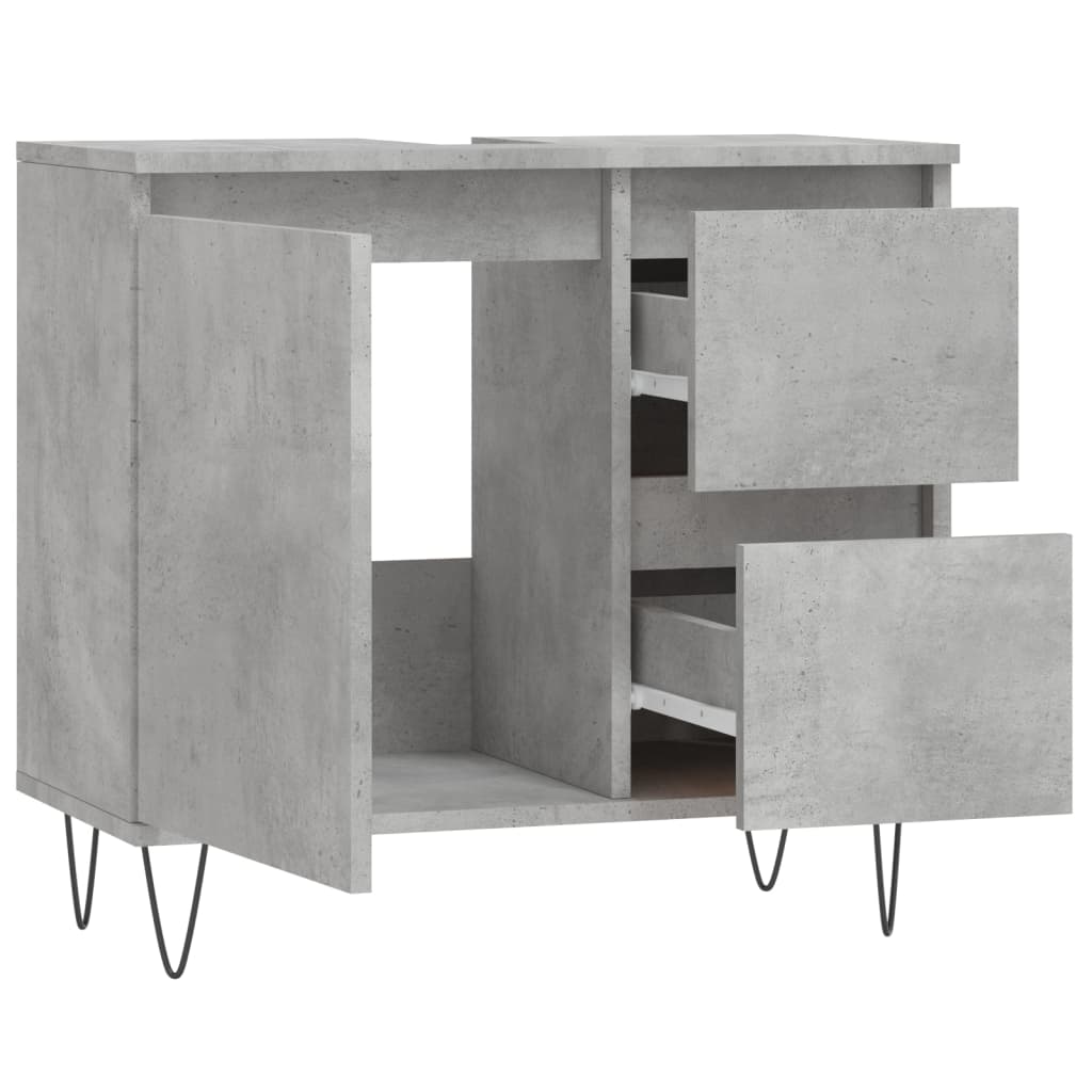Badschrank Betongrau 65x33x60 cm Holzwerkstoff - Pazzar.ch