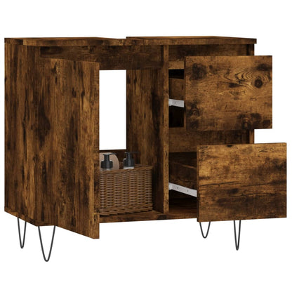 Badschrank Räuchereiche 65x33x60 cm Holzwerkstoff - Pazzar.ch