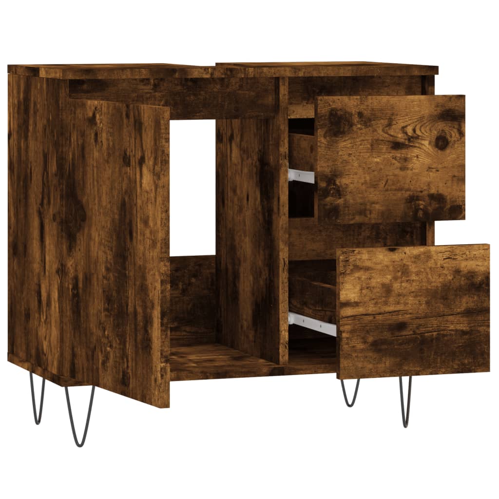 Badschrank Räuchereiche 65x33x60 cm Holzwerkstoff - Pazzar.ch