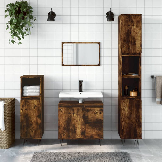 Badschrank Räuchereiche 65x33x60 cm Holzwerkstoff - Pazzar.ch