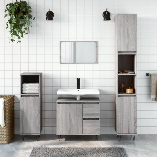 Badschrank Grau Sonoma 65x33x60 cm Holzwerkstoff - Pazzar.ch