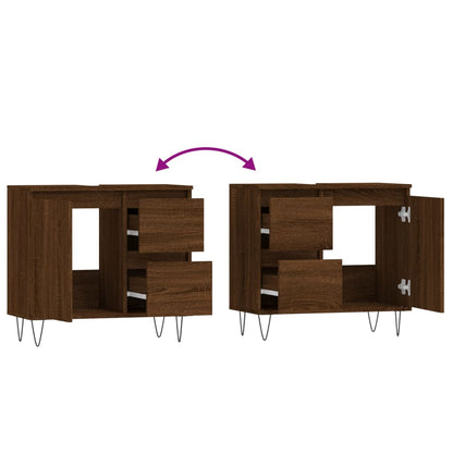 Badschrank Braun Eichen-Optik 65x33x60 cm Holzwerkstoff - Pazzar.ch