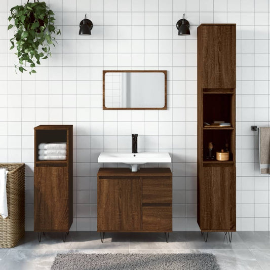 Badschrank Braun Eichen-Optik 65x33x60 cm Holzwerkstoff - Pazzar.ch
