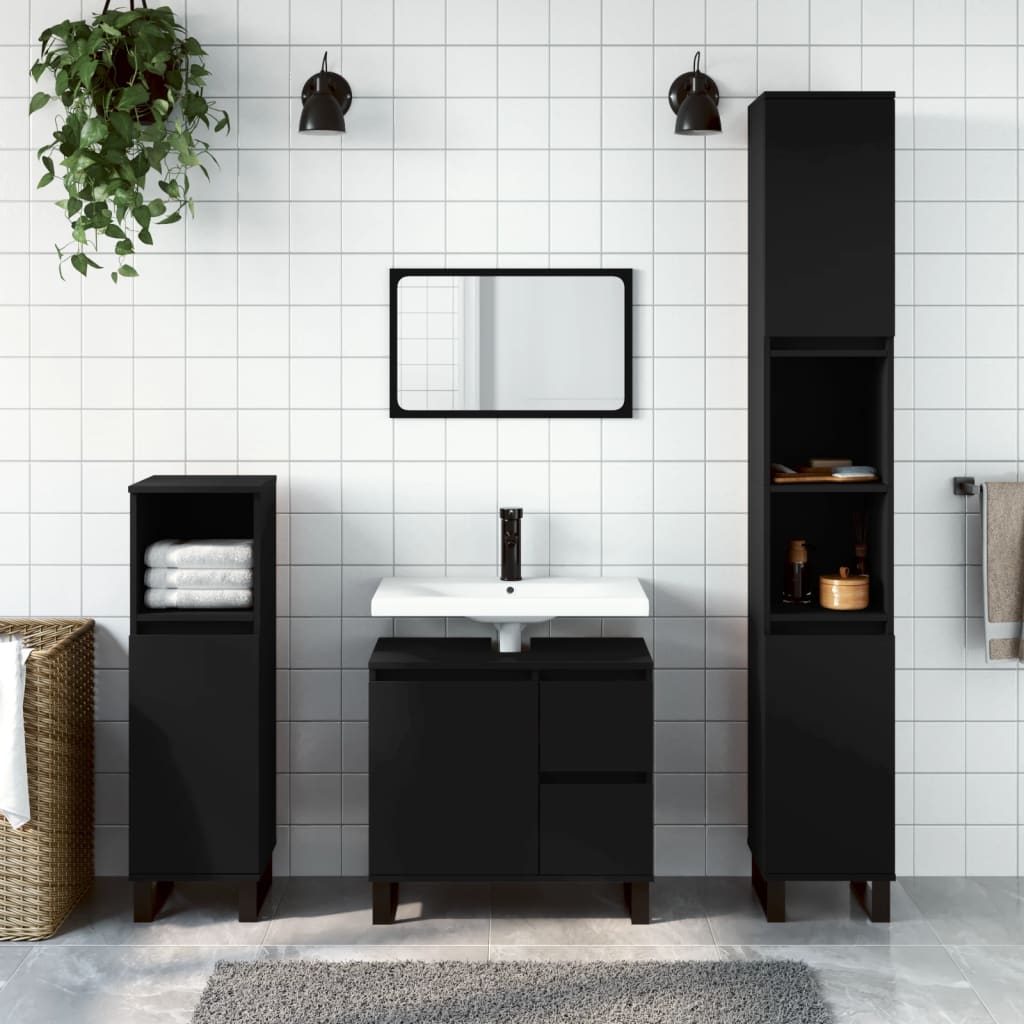 Badschrank Schwarz 65x33x60 cm Holzwerkstoff - Pazzar.ch