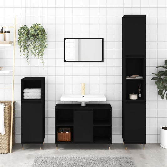 Badschrank Schwarz 80x33x60 cm Holzwerkstoff - Pazzar.ch