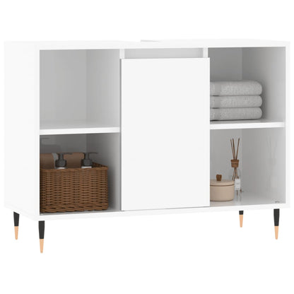 Badschrank Hochglanz-Weiß 80x33x60 cm Holzwerkstoff - Pazzar.ch