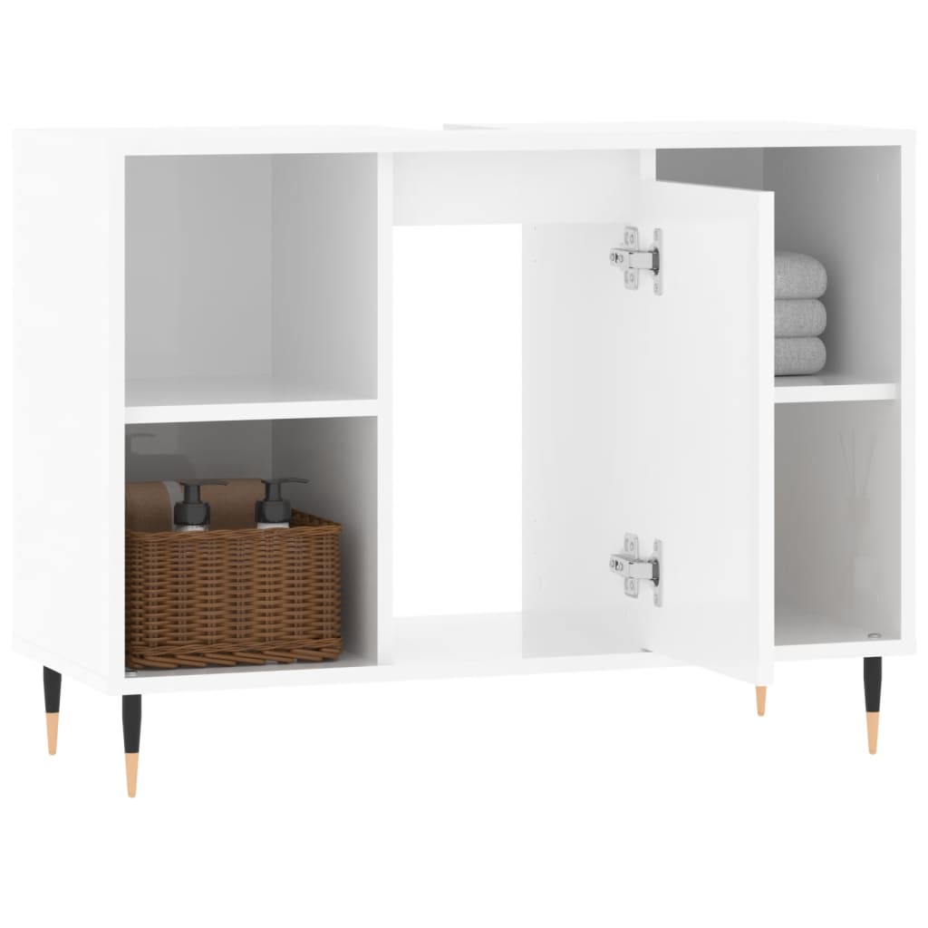 Badschrank Hochglanz-Weiß 80x33x60 cm Holzwerkstoff - Pazzar.ch