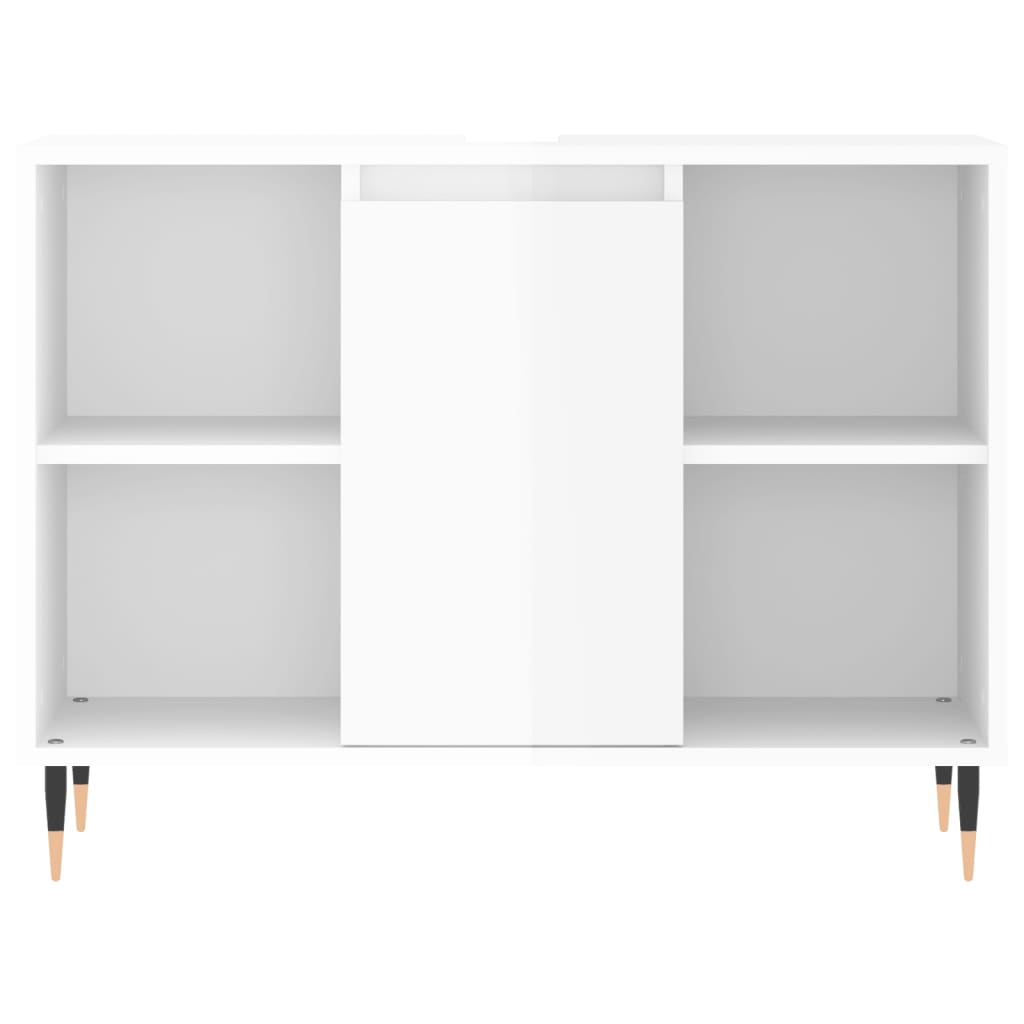 Badschrank Hochglanz-Weiß 80x33x60 cm Holzwerkstoff - Pazzar.ch