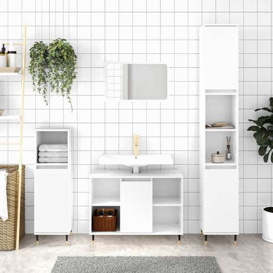 Badschrank Hochglanz-Weiß 80x33x60 cm Holzwerkstoff - Pazzar.ch