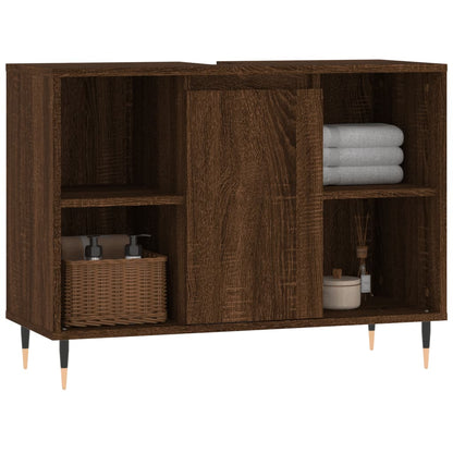 Badschrank Braun Eichen-Optik 80x33x60 cm Holzwerkstoff - Pazzar.ch