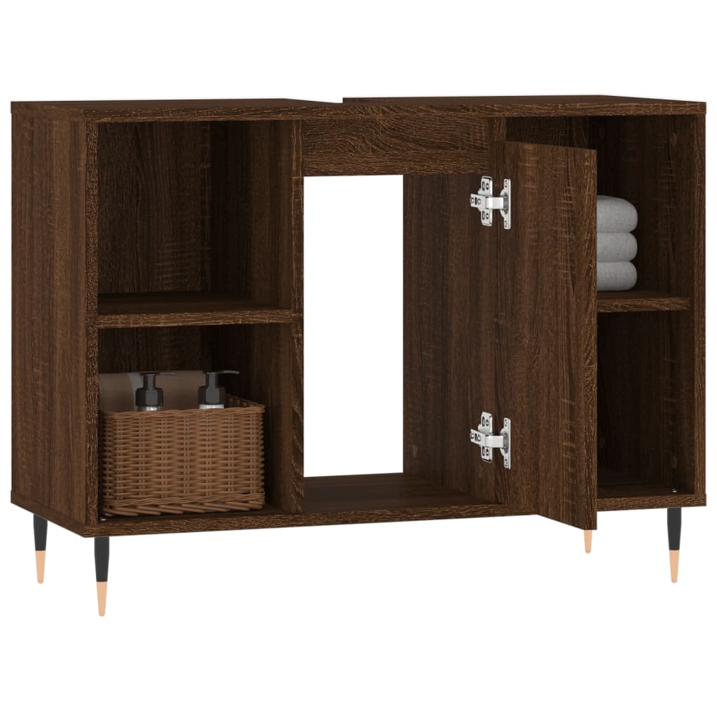 Badschrank Braun Eichen-Optik 80x33x60 cm Holzwerkstoff - Pazzar.ch