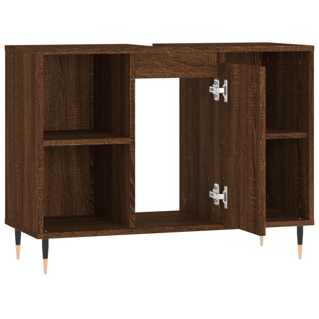 Badschrank Braun Eichen-Optik 80x33x60 cm Holzwerkstoff - Pazzar.ch