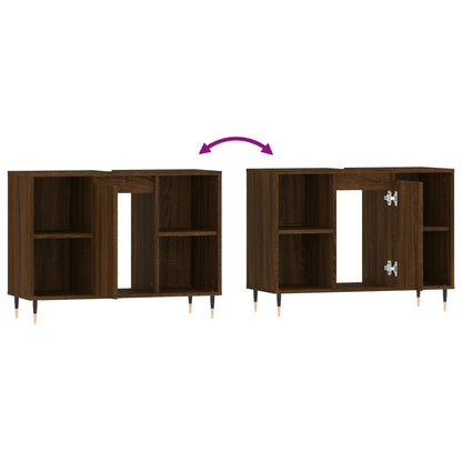 Badschrank Braun Eichen-Optik 80x33x60 cm Holzwerkstoff - Pazzar.ch