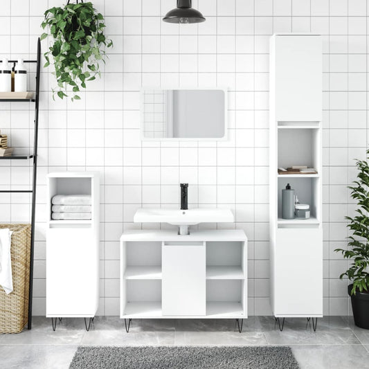 Badschrank Weiß 80x33x60 cm Holzwerkstoff - Pazzar.ch