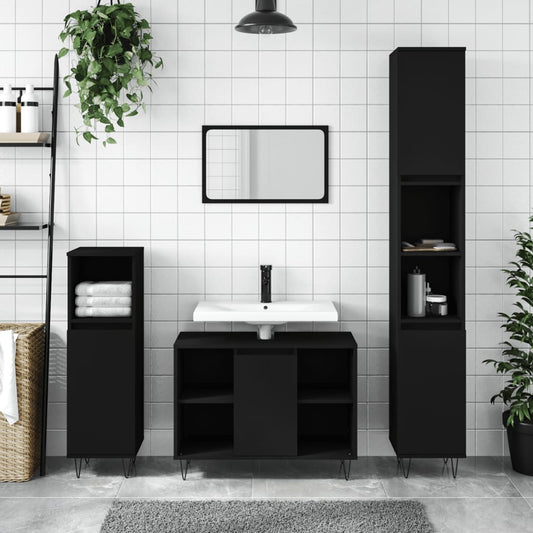 Badschrank Schwarz 80x33x60 cm Holzwerkstoff - Pazzar.ch