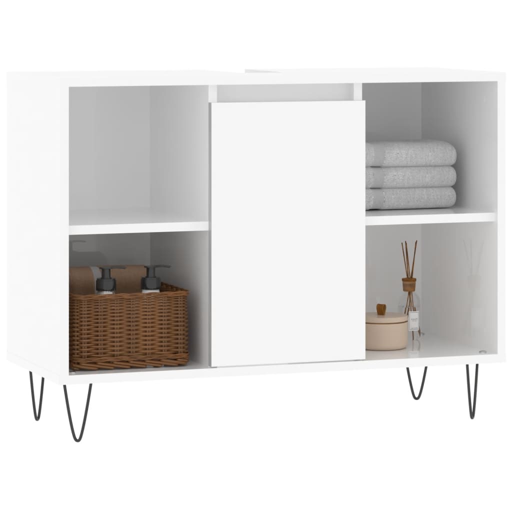 Badschrank Hochglanz-Weiß 80x33x60 cm Holzwerkstoff - Pazzar.ch