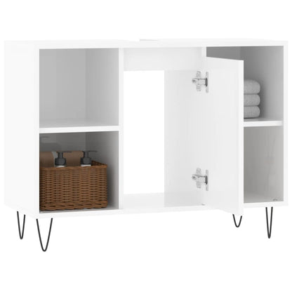 Badschrank Hochglanz-Weiß 80x33x60 cm Holzwerkstoff - Pazzar.ch